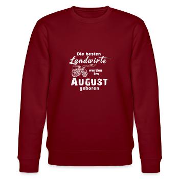 Landwirt August geboren Geburtstag - Stanley/Stella Unisex Bio-Sweatshirt CHANGER  - Burgunderrot - Vorne - Nik (191cm) & Marisol (170cm)