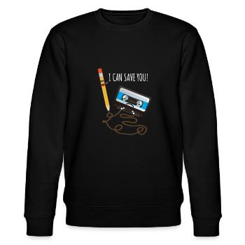 Kassette und Stift Retro Musik 90er Kostüm Lustig - Stanley/Stella Unisex Bio-Sweatshirt CHANGER  - Schwarz - Vorne - Nik (191cm) & Marisol (170cm)
