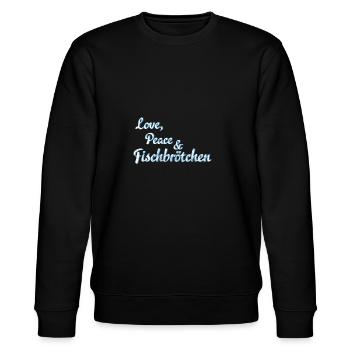 Love, Peace und Fischbrötchen - Stanley/Stella Unisex Bio-Sweatshirt CHANGER  - Schwarz - Vorne - Nik (191cm) & Marisol (170cm)