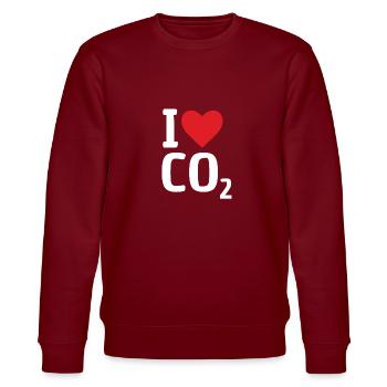 Ich Liebe Co2 Geschenk Klimawandel Diesel Humor - Stanley/Stella Unisex Bio-Sweatshirt CHANGER  - Burgunderrot - Vorne - Nik (191cm) & Marisol (170cm)