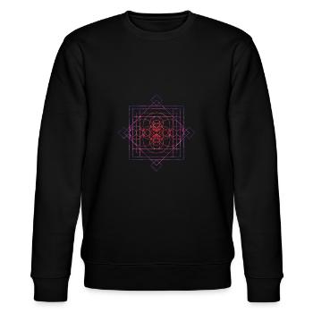 Heilige Geometrie Sri Sacred - Stanley/Stella Unisex Bio-Sweatshirt CHANGER  - Schwarz - Vorne - Nik (191cm) & Marisol (170cm)