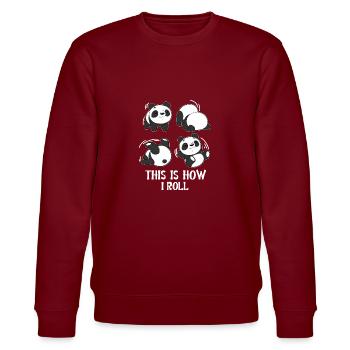 Panda Bär Sport Yoga Pandas Turnen Gymnastik Teddy - Stanley/Stella Unisex Bio-Sweatshirt CHANGER  - Burgunderrot - Vorne - Nik (191cm) & Marisol (170cm)