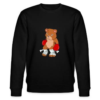 Boxende Bär - Stanley/Stella Unisex Bio-Sweatshirt CHANGER  - Schwarz - Vorne - Nik (191cm) & Marisol (170cm)
