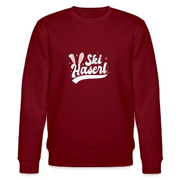 Skihaserl Ski Haserl Skihase Geschenk Apres Ski - Stanley/Stella Unisex Bio-Sweatshirt CHANGER  - Burgunderrot - Vorne - Nik (191cm) & Marisol (170cm)