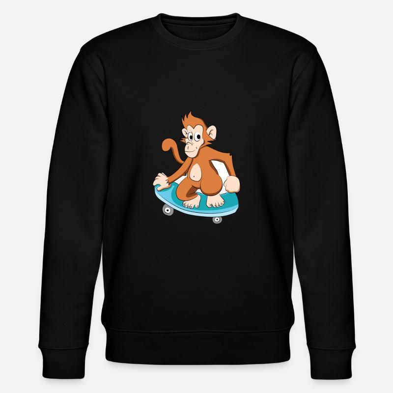 Skatender Affe Schimpanse - Stanley/Stella Unisex Bio-Sweatshirt CHANGER  - Schwarz