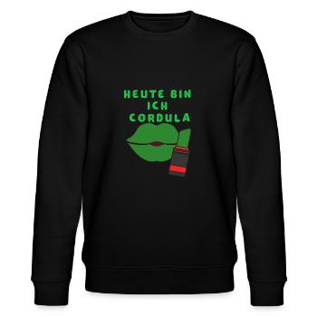 Cordula Fasching Geschenk und Idee für Schlager - Stanley/Stella Unisex Bio-Sweatshirt CHANGER  - Schwarz - Vorne - Nik (191cm) & Marisol (170cm)