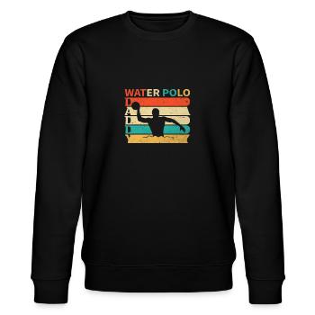 Retro Vintage Papa Wasserball T-Shirt Papa Vater - Stanley/Stella Unisex Bio-Sweatshirt CHANGER  - Schwarz - Vorne - Nik (191cm) & Marisol (170cm)