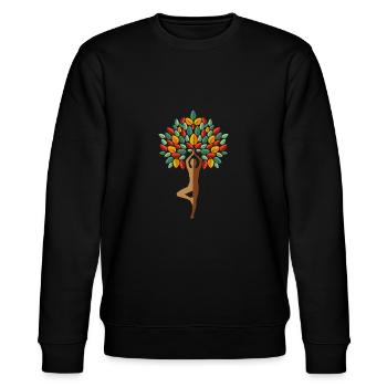 Yoga-Baum Yoga-Lehrer Geschenk - Stanley/Stella Unisex Bio-Sweatshirt CHANGER  - Schwarz - Vorne - Nik (191cm) & Marisol (170cm)