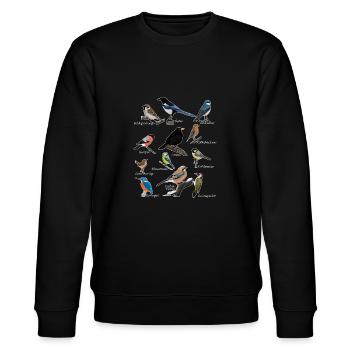 Gartenvögel Vogel Zeichnung Amsel Blaumeise Gimpel - Stanley/Stella Unisex Bio-Sweatshirt CHANGER  - Schwarz - Vorne - Nik (191cm) & Marisol (170cm)