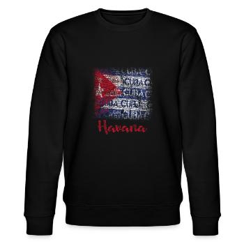 Havana Cuban Flag Geschenk - Stanley/Stella Unisex Bio-Sweatshirt CHANGER  - Schwarz - Vorne - Nik (191cm) & Marisol (170cm)
