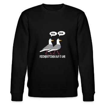Moin Möwen plattdeutsch norddeutsch Fischen - Stanley/Stella Unisex Bio-Sweatshirt CHANGER  - Schwarz - Vorne - Nik (191cm) & Marisol (170cm)