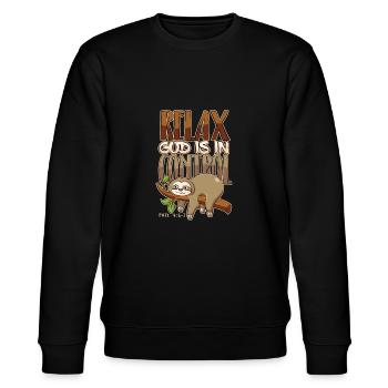 God has everything under control Christianity Bible - Stanley/Stella CHANGER Unisex Organic Sweatshirt - black - Front - Nik (191cm) & Marisol (170cm)
