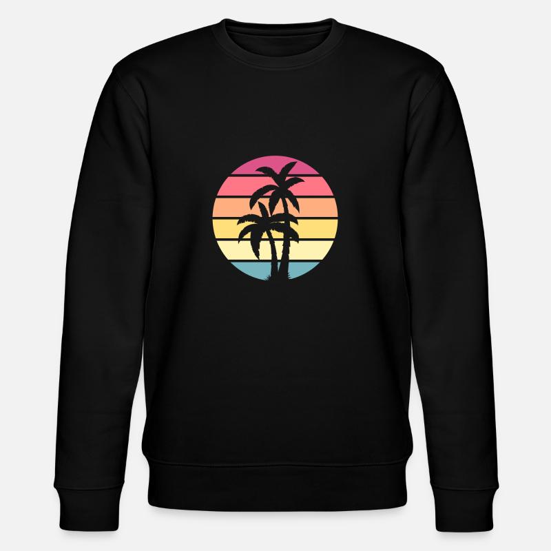 Palm tree distressed beach design - Stanley/Stella CHANGER Unisex Organic Sweatshirt - black