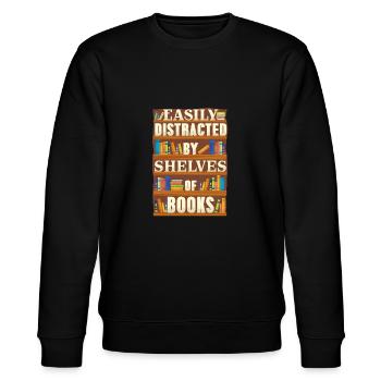 Buchliebhaber - leicht durch Bücherregale abgelenkt - Stanley/Stella Unisex Bio-Sweatshirt CHANGER  - Schwarz - Vorne - Nik (191cm) & Marisol (170cm)