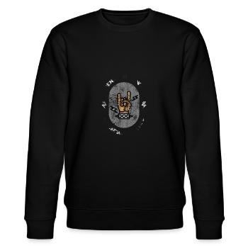 Heavy Metal Spruch - Stanley/Stella Unisex Bio-Sweatshirt CHANGER  - Schwarz - Vorne - Nik (191cm) & Marisol (170cm)