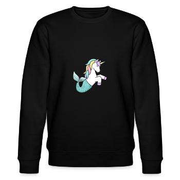 Havfrue enhjørning - Stanley/Stella økologisk unisex-sweatshirt CHANGER  - sort - Foran - Nik (191cm) & Marisol (170cm)