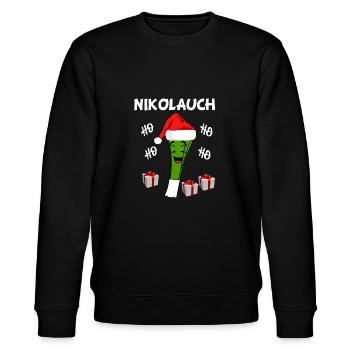 Nikolauch Ho Ho Ho Ich bin der Nikolaus - Stanley/Stella Unisex Bio-Sweatshirt CHANGER  - Schwarz - Vorne - Nik (191cm) & Marisol (170cm)