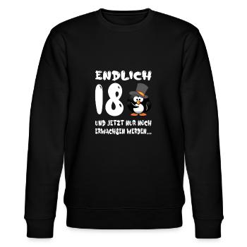 Endlich 18 Pinguin - Stanley/Stella Unisex Bio-Sweatshirt CHANGER  - Schwarz - Vorne - Nik (191cm) & Marisol (170cm)