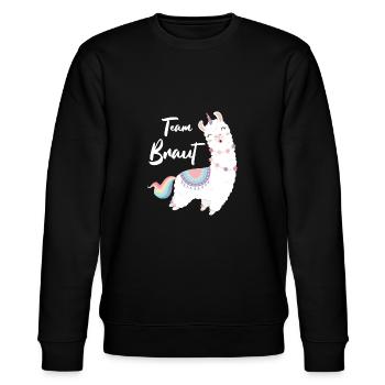 Team Braut Bride Alpaka Lama JGA Verlobung - Stanley/Stella Unisex Bio-Sweatshirt CHANGER  - Schwarz - Vorne - Nik (191cm) & Marisol (170cm)