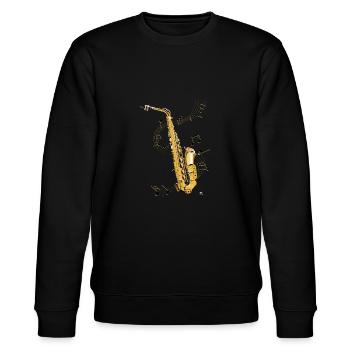 Saxophones image avec portée avec des notes musicales - Sweat bio CHANGER Stanley/Stella Unisexe - noir - Devant - Nik (191cm) & Marisol (170cm)
