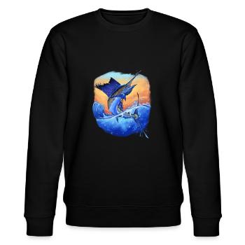 Cadeau de pêcheurs de pêche sportive Marlin - Sweat bio CHANGER Stanley/Stella Unisexe - noir - Devant - Nik (191cm) & Marisol (170cm)