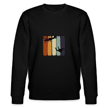 Fallschirmspringen Skydiving Geschenk Basejumping - Stanley/Stella Unisex Bio-Sweatshirt CHANGER  - Schwarz - Vorne - Nik (191cm) & Marisol (170cm)