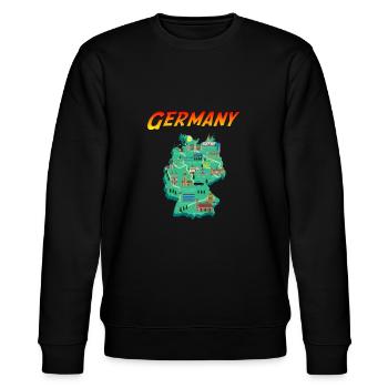 Deutschland - Karte - Vintage Zeichen Stil - Stanley/Stella Unisex Bio-Sweatshirt CHANGER  - Schwarz - Vorne - Nik (191cm) & Marisol (170cm)