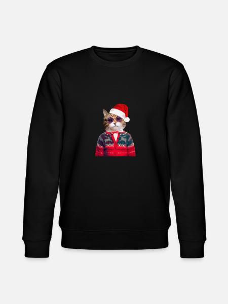 Katze im hässlichen Weihnachtspullover - Stanley/Stella Unisex Bio-Sweatshirt CHANGER  - Schwarz
