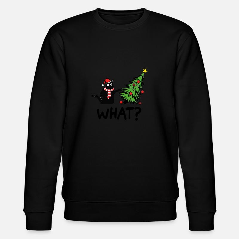 Weihnachtskatze What Weihnachtsbaum Kätzchen - Stanley/Stella Unisex Bio-Sweatshirt CHANGER  - Schwarz