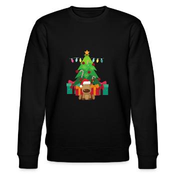 Christmas Tree- Reindeer Christmas T-Shirt Motif - Stanley/Stella CHANGER Unisex Organic Sweatshirt - black - Front - Nik (191cm) & Marisol (170cm)