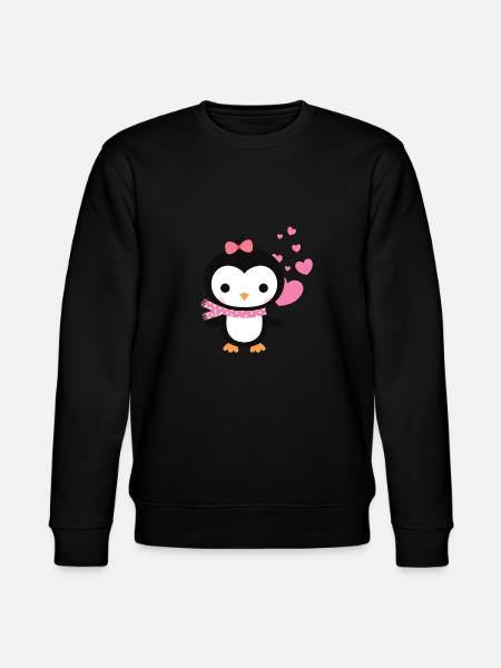 Sød pingvin med hjerte fejrer kærlighed - Stanley/Stella økologisk unisex-sweatshirt CHANGER  - sort