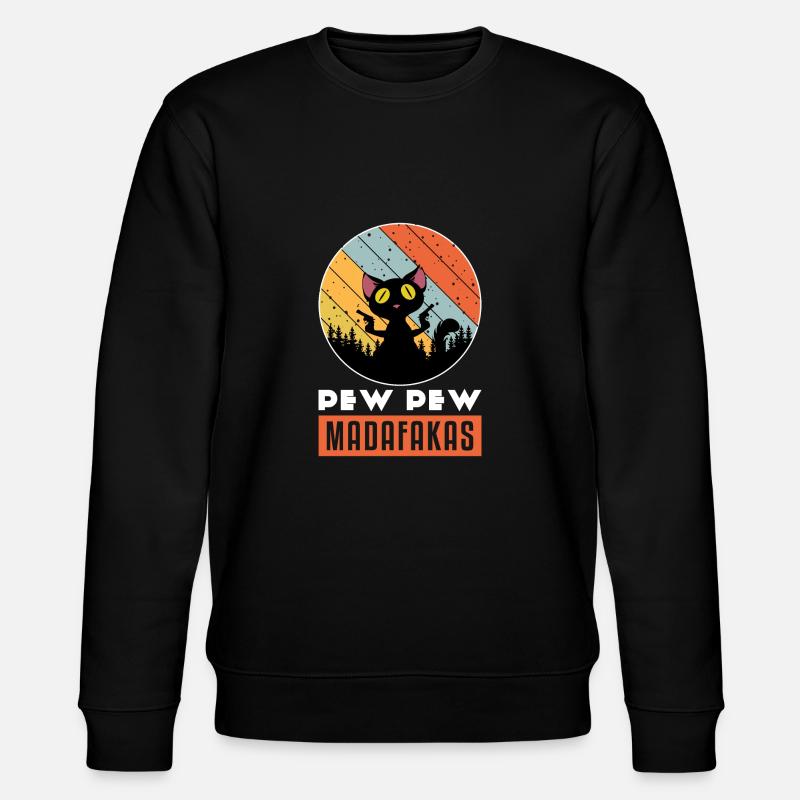 PEW PEW Katze - Stanley/Stella Unisex Bio-Sweatshirt CHANGER  - Schwarz
