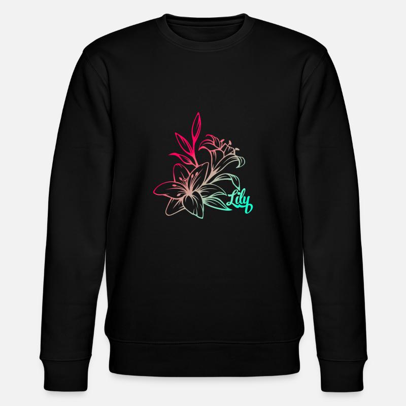 Lilie Blüte Pflanze - Stanley/Stella Unisex Bio-Sweatshirt CHANGER  - Schwarz