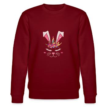 Easter Unicorn Face with Rainbow Horn Oste - Stanley/Stella CHANGER Unisex Organic Sweatshirt - burgundy - Front - Nik (191cm) & Marisol (170cm)