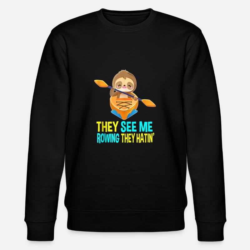 Sloth Lazy Paddling Rowing - Stanley/Stella CHANGER Unisex Organic Sweatshirt - black