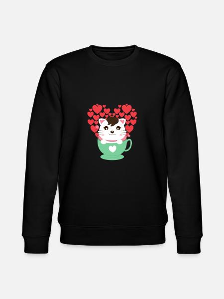 Cat with hearts - Stanley/Stella CHANGER Unisex Organic Sweatshirt - black