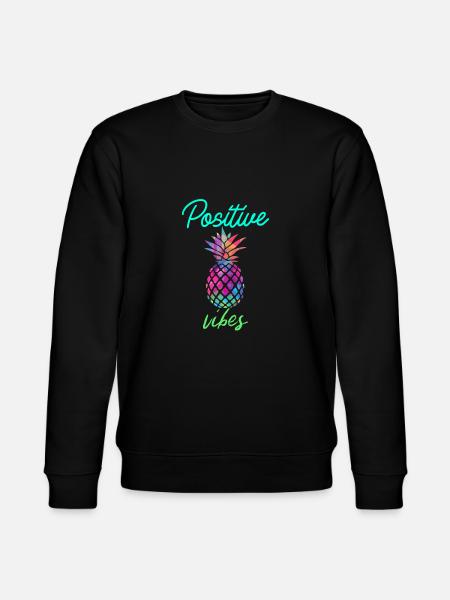 Positive Vibes - Pineapple, summer - Stanley/Stella CHANGER Unisex Organic Sweatshirt - black