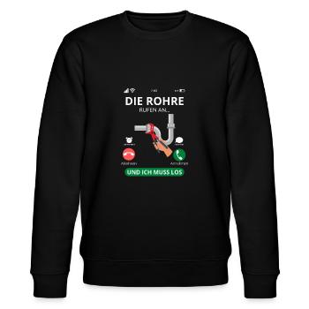 Die Rohre Rufen - Klempner Installateur - Stanley/Stella Unisex Bio-Sweatshirt CHANGER  - Schwarz - Vorne - Nik (191cm) & Marisol (170cm)