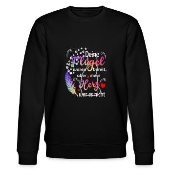 Deine Flügel waren bereit mein Herz war es nicht - Stanley/Stella Unisex Bio-Sweatshirt CHANGER  - Schwarz - Vorne - Nik (191cm) & Marisol (170cm)