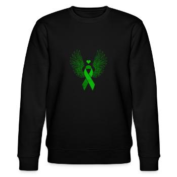Geflügelte grüne Band Leber Krebs Bewusstsein - Stanley/Stella Unisex Bio-Sweatshirt CHANGER  - Schwarz - Vorne - Nik (191cm) & Marisol (170cm)