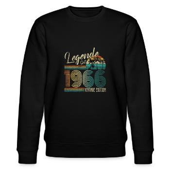 55. Geburtstag Geschenk Legende Seit 1966 Vintage - Stanley/Stella Unisex Bio-Sweatshirt CHANGER  - Schwarz - Vorne - Nik (191cm) & Marisol (170cm)