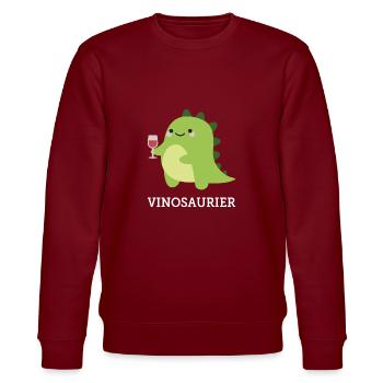 Vinosaurier Geschenk Spruch Party Alkohol Wein - Stanley/Stella Unisex Bio-Sweatshirt CHANGER  - Burgunderrot - Vorne - Nik (191cm) & Marisol (170cm)
