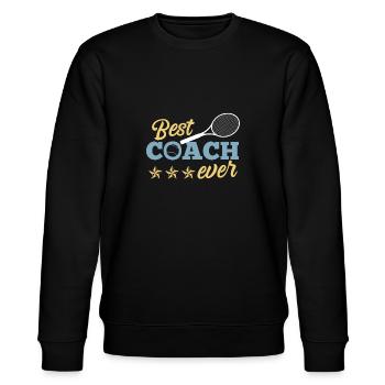 Tennis Coach Tennistrainer Geschenk Best Coach - Stanley/Stella Unisex Bio-Sweatshirt CHANGER  - Schwarz - Vorne - Nik (191cm) & Marisol (170cm)
