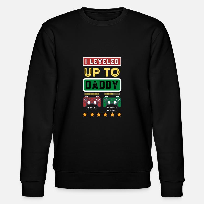 I Leveled Up To Daddy 2021 Funny Soon To Be Dad - Stanley/Stella Unisex Bio-Sweatshirt CHANGER  - Schwarz