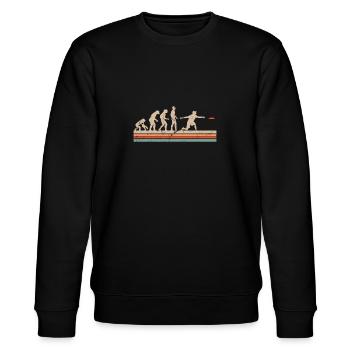 Discgolf und Ultimate Frisbee Geschenk Vintage - Stanley/Stella Unisex Bio-Sweatshirt CHANGER  - Schwarz - Vorne - Nik (191cm) & Marisol (170cm)