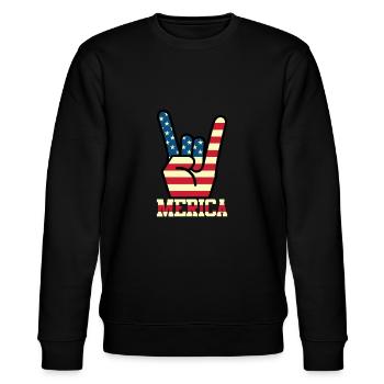 Merica Rockmusik Handzeichen Rocker Geschenk - Stanley/Stella Unisex Bio-Sweatshirt CHANGER  - Schwarz - Vorne - Nik (191cm) & Marisol (170cm)