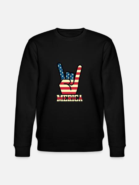 Merica Rockmusik Handzeichen Rocker Geschenk - Stanley/Stella Unisex Bio-Sweatshirt CHANGER - Schwarz
