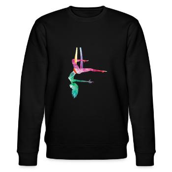 Aerial Yoga Akrobatik Sport Aerialist Gymnastik - Stanley/Stella Unisex Bio-Sweatshirt CHANGER  - Schwarz - Vorne - Nik (191cm) & Marisol (170cm)