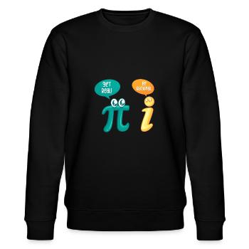 Mathe Witz Pi Get Real be rational Mathematiker - Stanley/Stella Unisex Bio-Sweatshirt CHANGER  - Schwarz - Vorne - Nik (191cm) & Marisol (170cm)