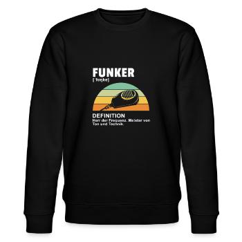 Funker Amateurfunker Amateurfunk Funkgerät - Stanley/Stella Unisex Bio-Sweatshirt CHANGER  - Schwarz - Vorne - Nik (191cm) & Marisol (170cm)